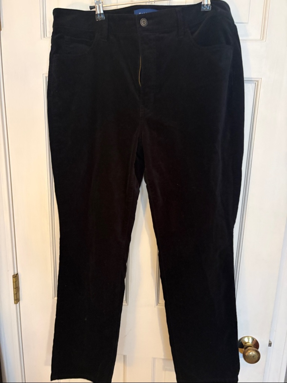 Talbots Black velvet feel pants  high waist straight leg 14 petite like new